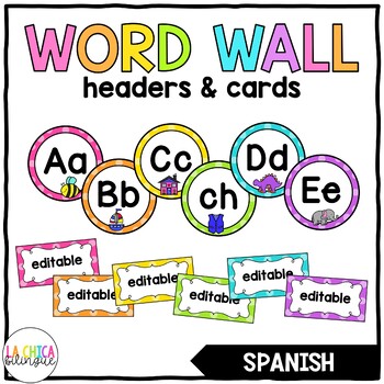 Preview of Pared de Palabras (Spanish Word Wall Headers & Editable Word Wall Cards)