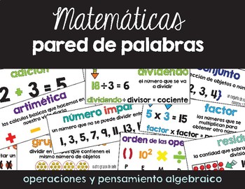 Preview of Spanish Math Word Wall 3/4 / Pared de palabras (matemáticas) CC.OA