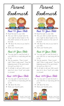 Preview of Parent Bookmark: Tips and Strategies While Reading With Your Child