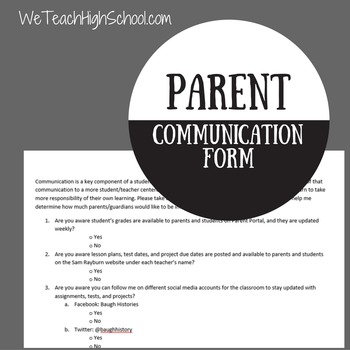Preview of Parent Communication Form