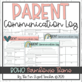 Parent Communication Log - Boho Farmhouse Theme