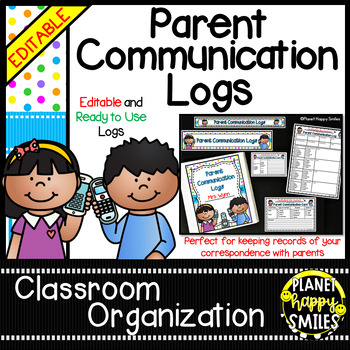 Preview of Parent Communication Logs (EDITABLE) - Bright Polka Dots & Stripes Print