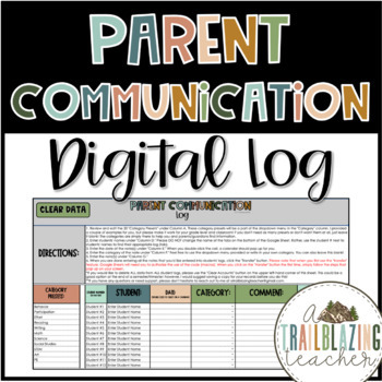 Preview of Parent Communication Log | Digital Google Sheets