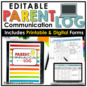 Preview of Parent Communication Log - EDITABLE | Printable & Digital Forms