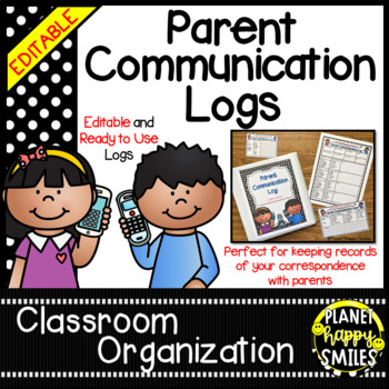 Preview of Parent Communication Logs (EDITABLE) - Black/White Polka Dots