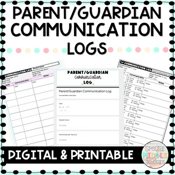 Preview of Parent Communication Log Digital Printable for Special Education Case Carriers