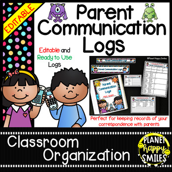 Preview of Parent Communication Logs (EDITABLE) - Monster Theme