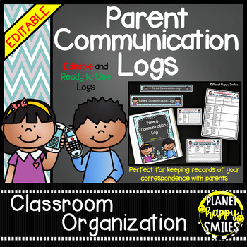 Preview of Parent Communication Logs (EDITABLE) - Teal and Chalkboard Print