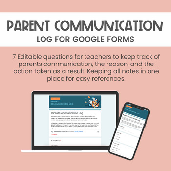 Preview of Parent Communication Log Google Form - Parent Contact Form for Teachers