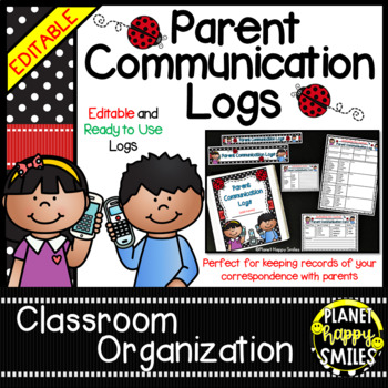 Preview of Parent Communication Logs (EDITABLE) - Ladybug Theme