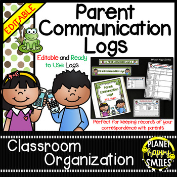 Preview of Parent Communication Logs (EDITABLE) - Frog Theme