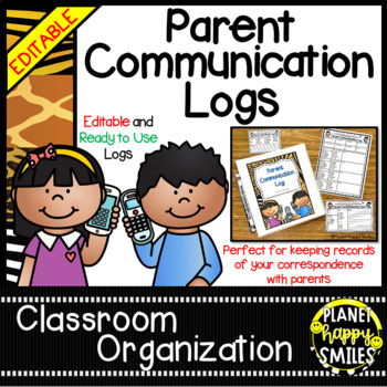 Preview of Parent Communication Logs (EDITABLE) - Jungle or Safari Theme