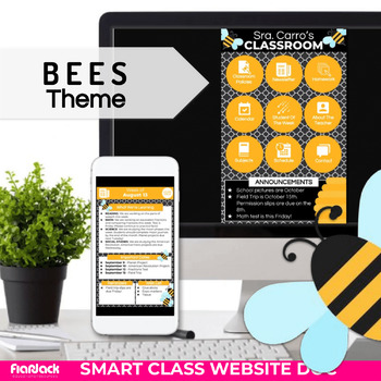 Preview of Bees Parent Communication Google Slides Editable Smart Class App Website