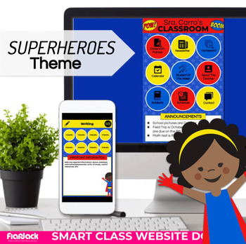 Preview of SUPERHEROES Parent Communication Google Slides Editable Smart Class App Website