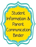 Parent Communication and Student Information Binder Forms