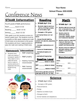 Preview of Parent Conference Data Sheet for Student Progress