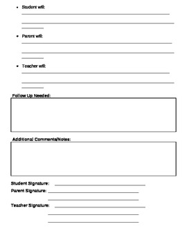 Parent Conference Meeting Notes - Teacher Documentation by Emily Taylor