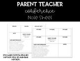 Parent Conference Note Sheet