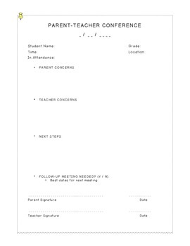 Preview of Parent Conference Outline--GREAT FORM OF DOCUMENTATION!