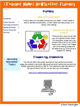 Preview of Parent Connections: Newsletter on Fluency