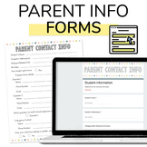 Parent Contact Form | Back to School Parent Forms | Printa