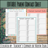 EDITABLE Parent Contact Information Sheet