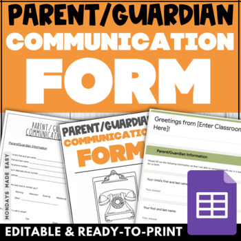 Preview of Parent Contact Information Sheet - Form for Communication with Parents, Families