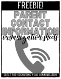 Parent Contact Information and Communication Logs - FREEBIE