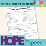 Parent Contact Information form