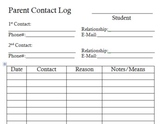Parent Contact Log by Student