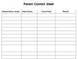 Parent Contact Sheet