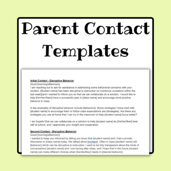 Preview of Parent Contact Templates - Email Templates - Positive Family Communication