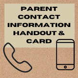 Parent Emergency Contact Information Card Handout