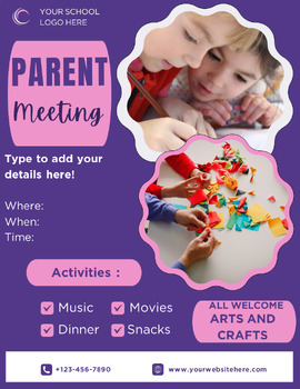 Preview of Parent Engagement School Flyers (5) Ready to Edit! Customize your Flyer No Prep!