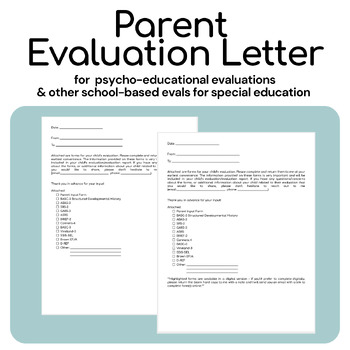 Preview of Parent Evaluation Letter