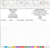 Parent & Family Contact Log: Excel Spreadsheet