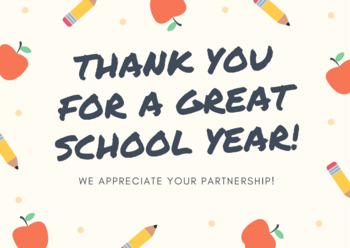 Parent, Family, or PTA Thank You From the Teacher by Third Street Teaching