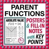 Parent Function Graph Posters with Domain Range and Key Points