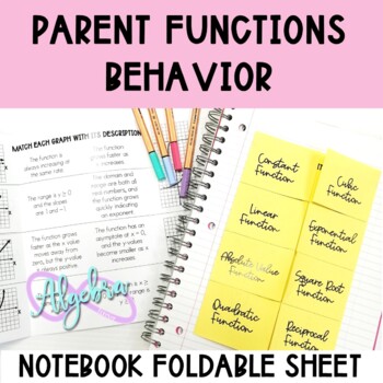 Preview of Parent Functions Describing Behavior Foldable for Interactive Notebooks