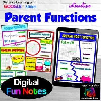 Preview of Parent Functions Digital FUN Notes Doodle Pages