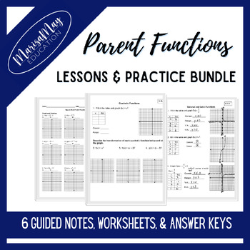 Preview of Parent Functions Notes & Wks Bundle - 6 lessons