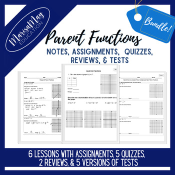 Preview of Parent Functions Unit - 6 lessons w/quizzes, reviews & tests
