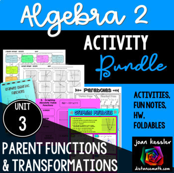Preview of Parent Functions and Transformations Algebra 2 Unit 3 Activity Bundle