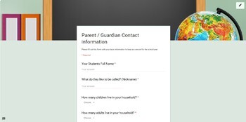 Preview of Parent Guardian Contact Google Form (Setup to accept 1 - 8 contacts per student)