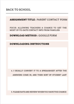 Preview of Parent / Guardian / Family Contact Information Form for Up to Date Info