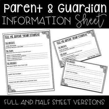 Preview of Parent/Guardian Information and Contact Sheet