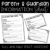 Parent/Guardian Information and Contact Sheet