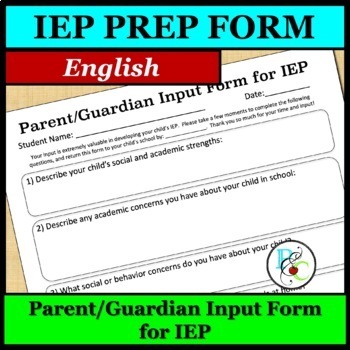 Preview of Parent/Guardian Input Form for IEP in ENGLISH
