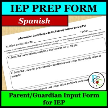 Preview of Parent/Guardian Input Form for IEP in SPANISH