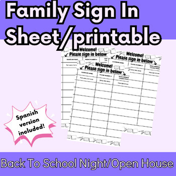 Preview of Parent Sign In Sheet | Meet The Teacher